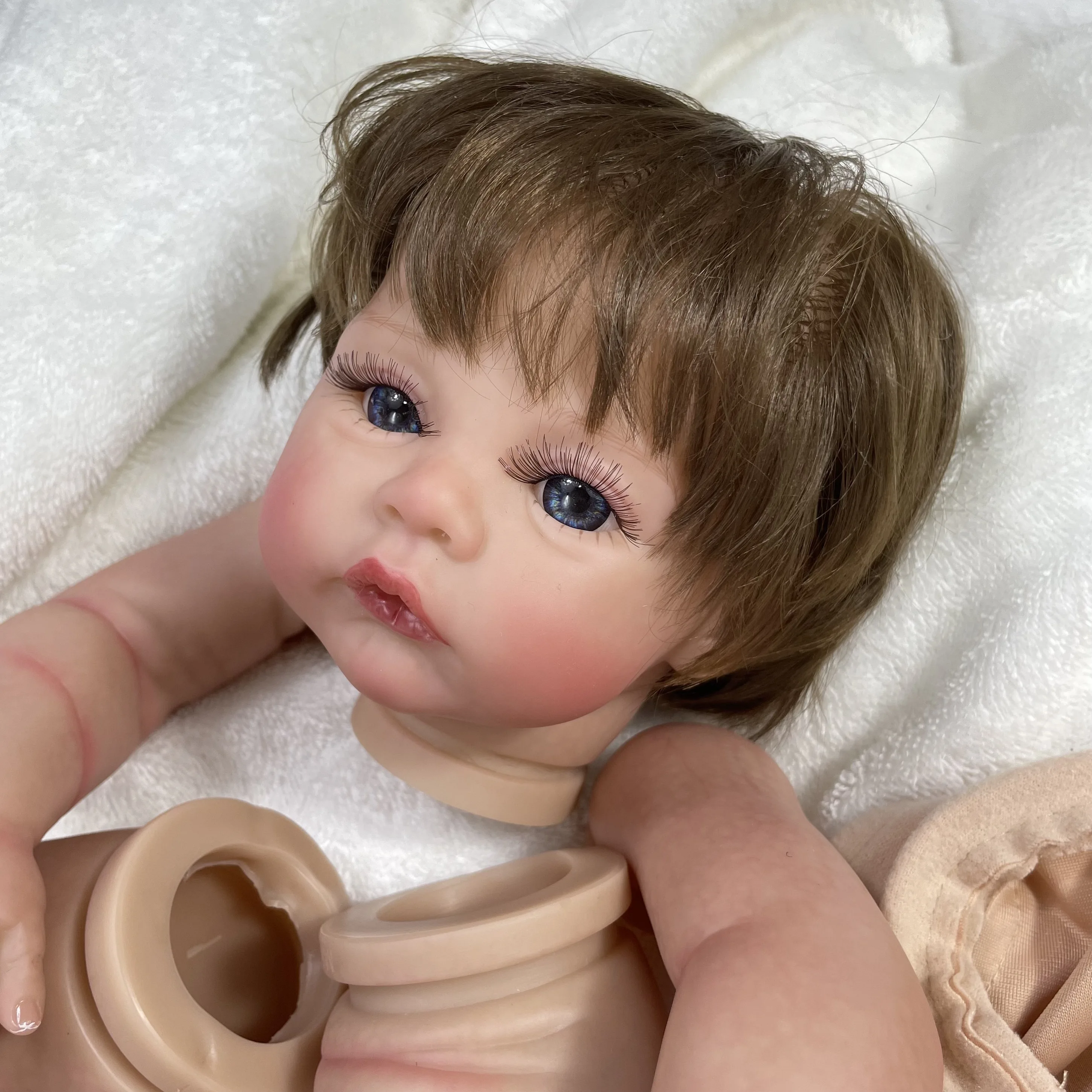 이미 페인트 칠한 다시 태어난 인형 키트, 메도우 3D 피부 가시 정맥 인형 부품, 뿌리깊은 부드러운 머리카락, 천 바디 인형 액세서리, 17 인치