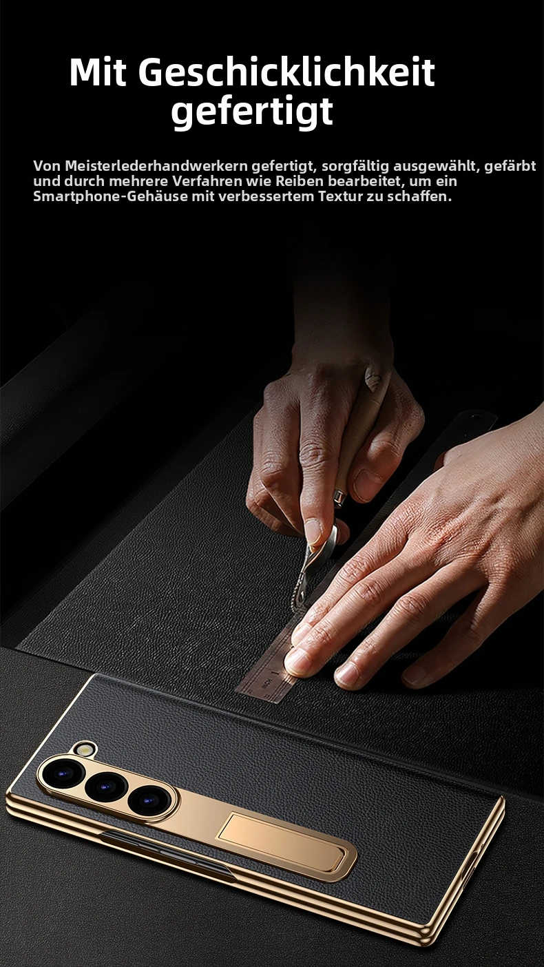 Leder-Flip-Hülle für Samsung Galaxy Z Fold 7 6 5 4 3 8 Fold8 Ultra Fold7 mit magnetischem Scharnierständer und Spiegelfolie – Detail 6