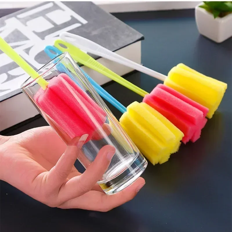 Long Handle Baby Bottle Brush Soft Sponge Brush Water Bottle Glass Cup Washing Cleaner Kitchen Tool