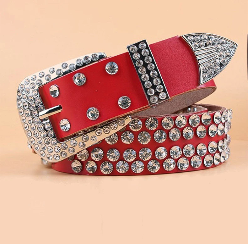 cowhide rhinestone belt