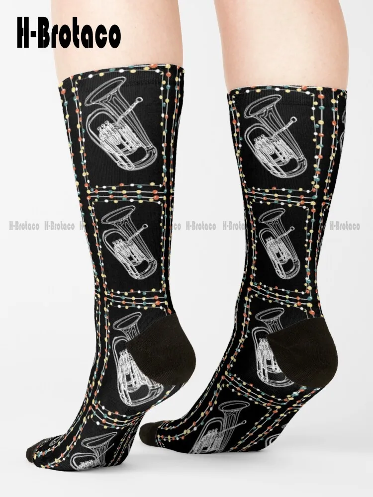 Natale Tuba Tuba Player Xmas Tuba Socks Calzini Freschi Per Uomo Donna Sport Harajuku Gd Hip Hop Street Skateboard Socks Casual