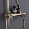 Hot Cold Mixer Rain Shower Mixer Faucet Bathroom LED Digital Brush Gold Shower System Bathtub Wall Mount SPA Fall Bath Taps Set 4