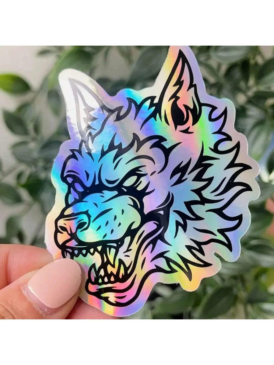 4-8cm holographic laser vinyl printed QR code stickers personalized ig stickers social media metallic texture QR cod