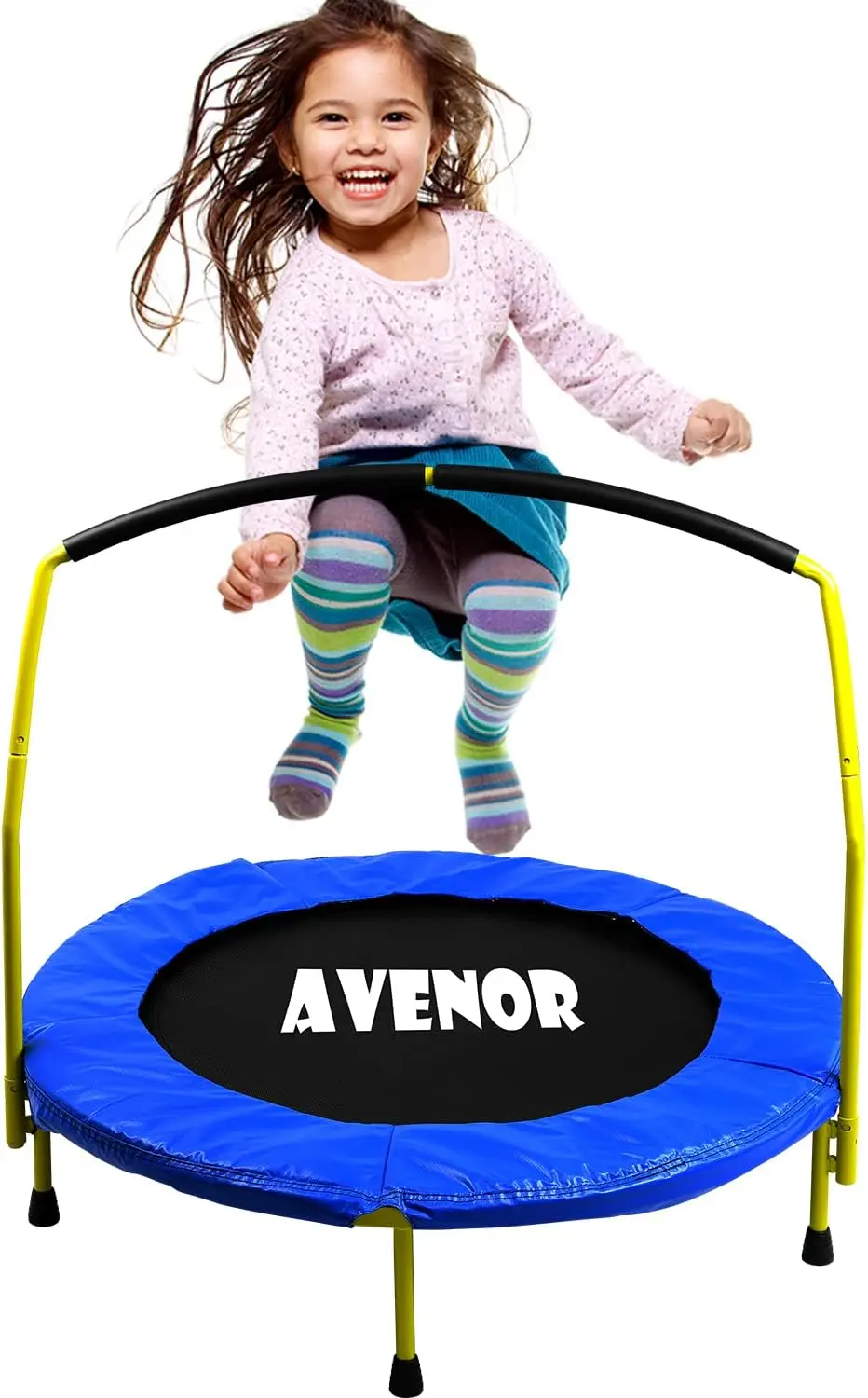 

Toddler Trampoline with Handle - 36" Trampoline with Handle - Mini Trampoline w/Sturdy Frame, Coil , Safety Padded Cover -