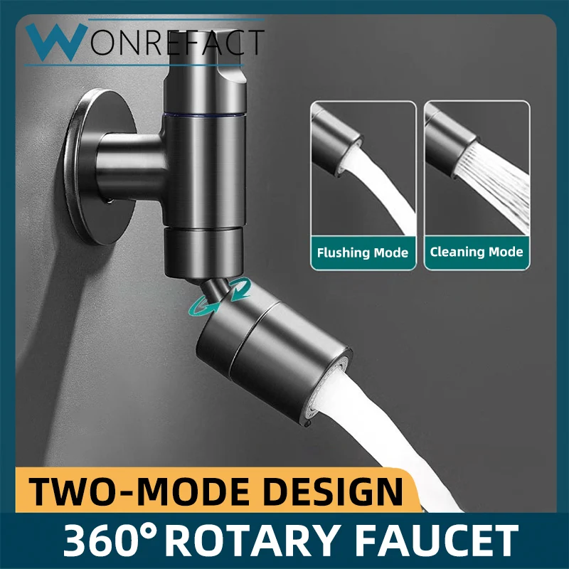 Washing Machine 360&deg;Brass Rotary Faucet Two-Mode Multifunctional Faucet Lengthened Threaded Interface Aerator Save Space