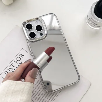 Luxury Plating Make Up Mirror Phone Case For iPhone 17 16 15 14 13 12 11 Pro Max XR X XS Hard Acrylic Shockproof Bumber Cover 1