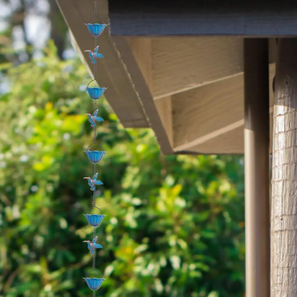 Hummingbird Rain Chain Rust-Resistant Decorative Eaves Hanging Rain Catcher Bell Catcher Chain Replacement Downspout