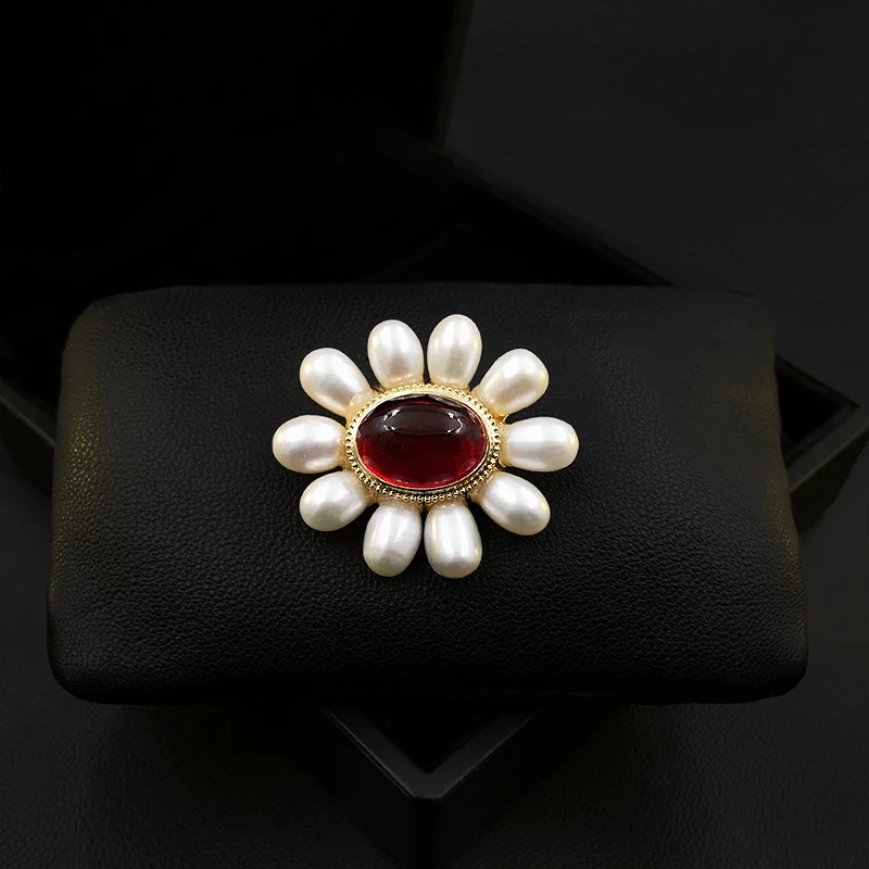 1875 ZY Luxury Handmade Baroque Pearl Brooch Elegant Retro Oval Corsage New Chinese Style Neckline Pin Accessories Women Jewelry