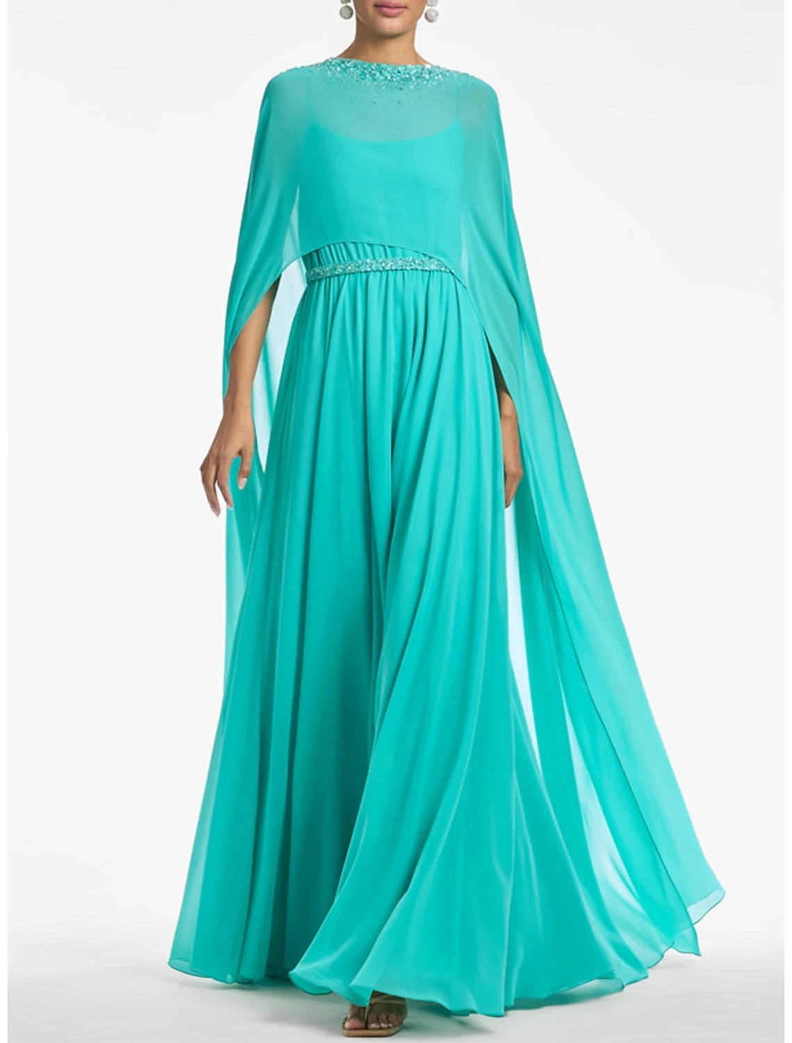 

Женское шифоновое вечернее платье, элегантное платье из двух предметов на тонких бретельках, с бисером, для выпускного вечера, в мусульманском и арабском стиле