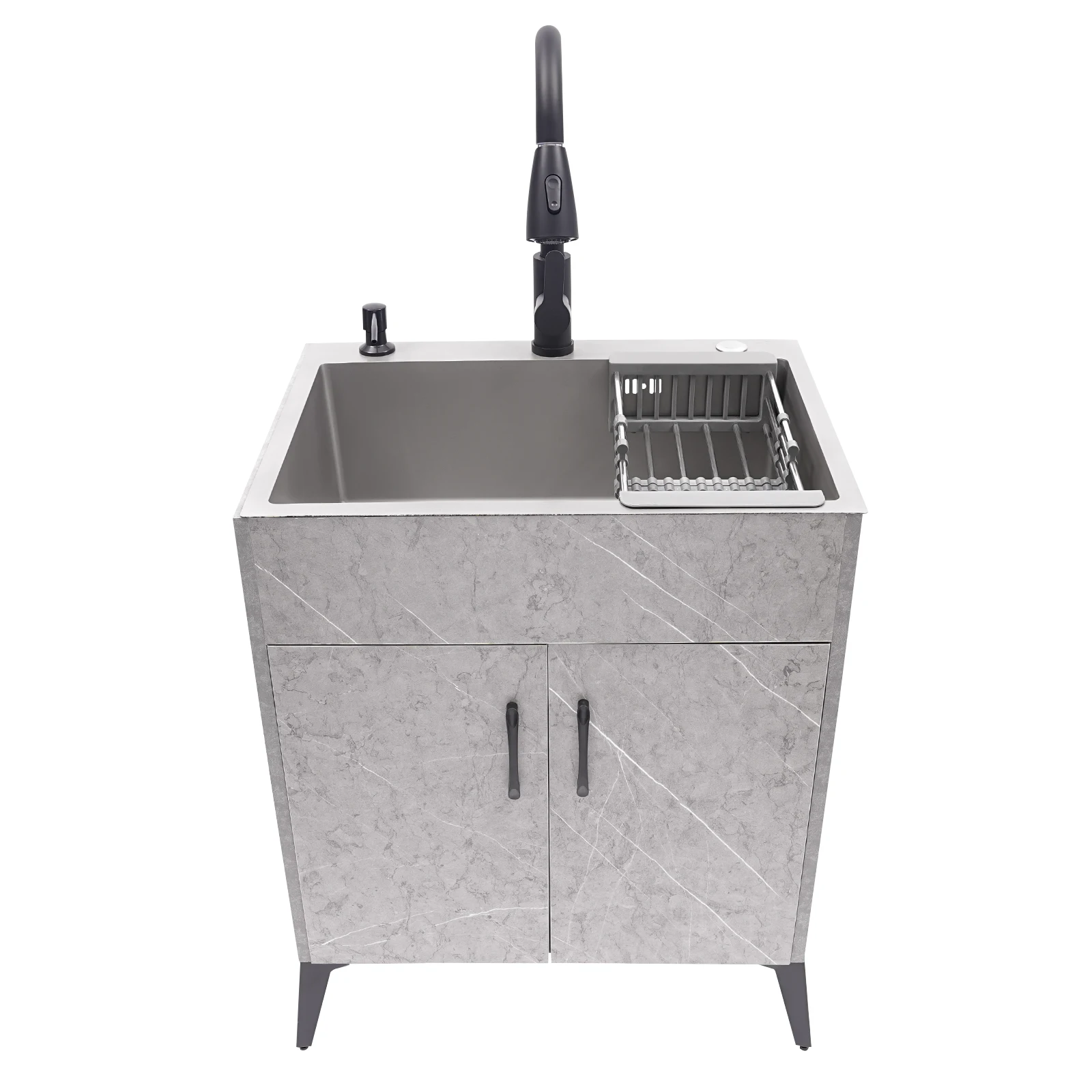 Description Picture 4 of itemGrey Stainless steel and alloy Kitchen and Laundry Sink with Cabinet and Faucet, Cabinet with Sink for Laundry & Utility Room