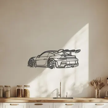 Black Metal Car Wall Art – Sleek Sports Car Silhouette Decor 1