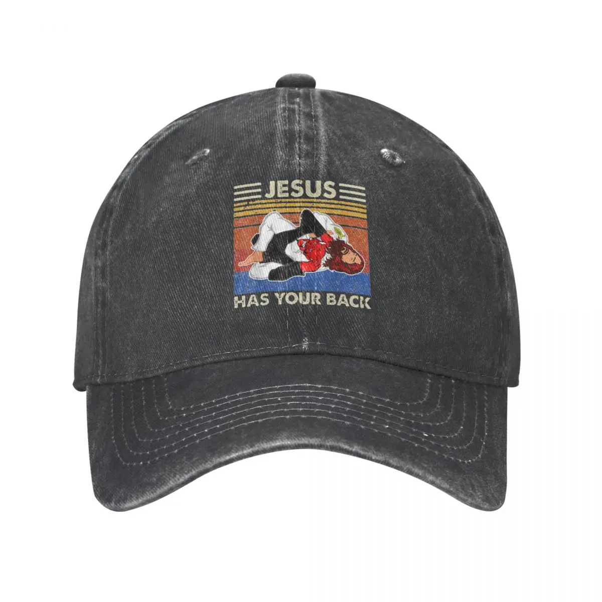 

Jesus Has Your Back Jiu Jitsu Baseball Caps Retro Distressed Cotton Sun Cap Men Women Outdoor Activities Adjustable Fit Caps Hat