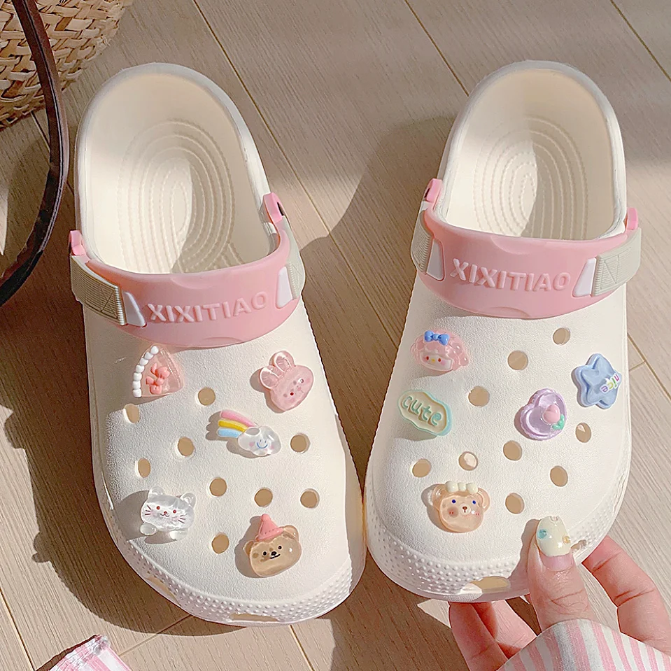 

Hole Garden Shoes Women Summer Girl DIY Hollow Out Cute Cartoon Home Slipper Women Versatile Anti Slip EVA Sandals