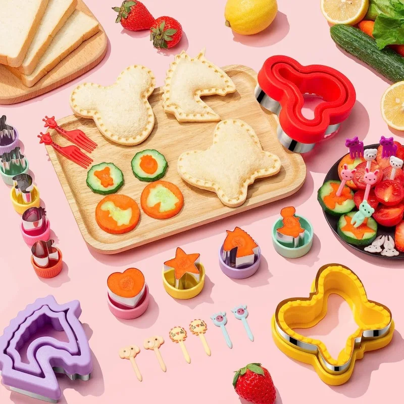 Description Picture 6 of itemSandwich Cutters Set for Kids Children Food Cookie Bread Mold Maker Fruit and Vegetable Shapes Cutting Mould Baking Tools 48 Pcs