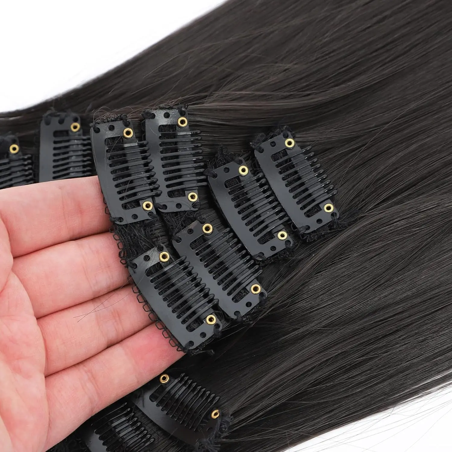 7PCS Clip In Hair Extensions Light Multicolour 16 CLips 22 Inch Long Straight Hair Extension Girl Women Synthetic hair extensions