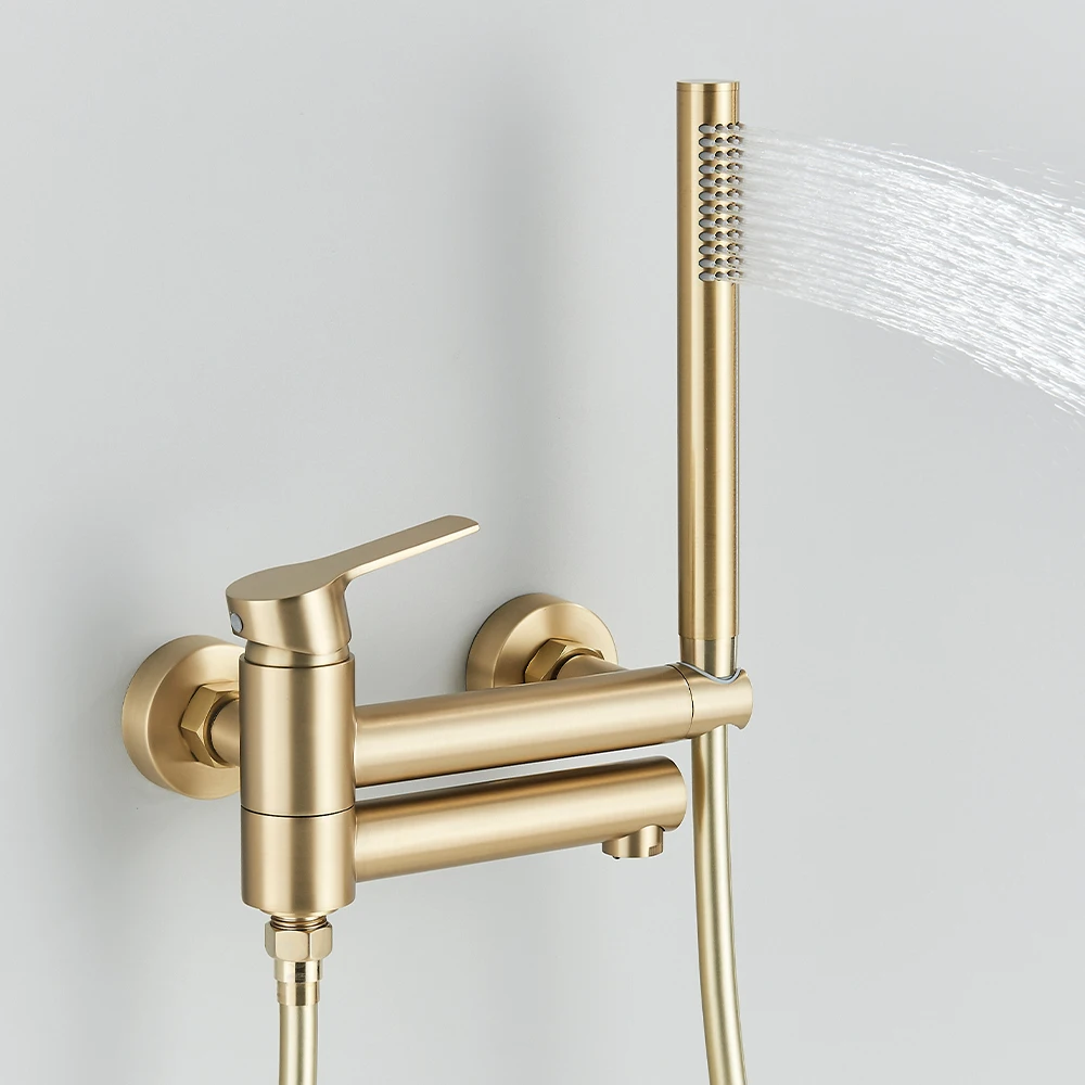 Bushed Gold Waterfall Bathtub Faucet Hot Cold Water Mixer Tap Bathroom Bathtub  Faucets Wall-mounted Black Faucet 3