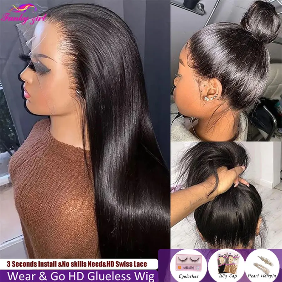 

34 Inch 13x6 Transparent Lace Front Human Hair Wigs Brazilian Straight Glueless 13x4 Lace Frontal Wig for Black Women Preplucked