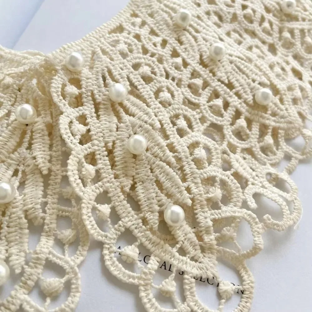 Polyester Fake Collar Ruffled Trim Lace Detail for Casual Wear