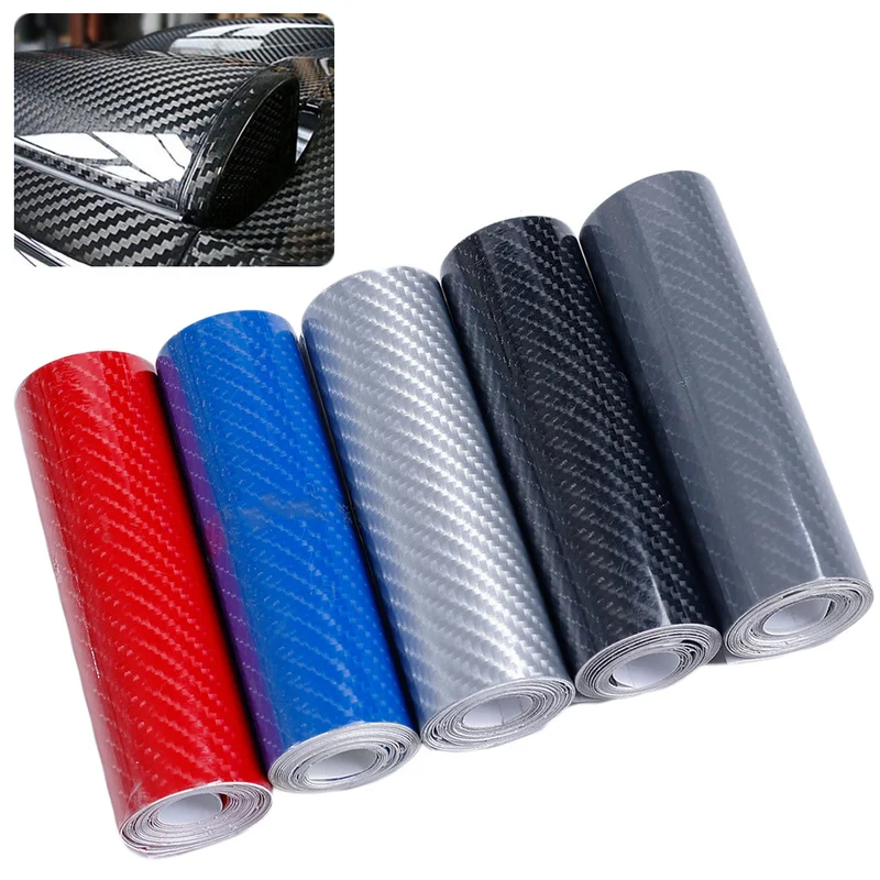 

5D High Glossy Car Carbon Fiber Stickers Interior Styling Decor Protection Film DIY Auto Vinyl Wrapping Films Decal 10x152cm