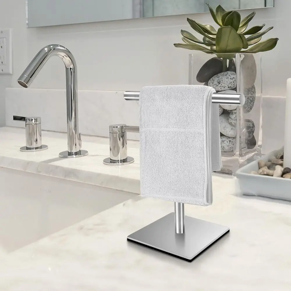 Bath Towel Stand T-Shape Bathroom Towel Hanger Movable Rustproof Hand Holder Towel Rack Holder