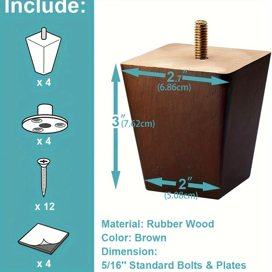 أرجل أثاث خشبي ، أرجل أريكة ، مربعة ، مسند ذراع ،...