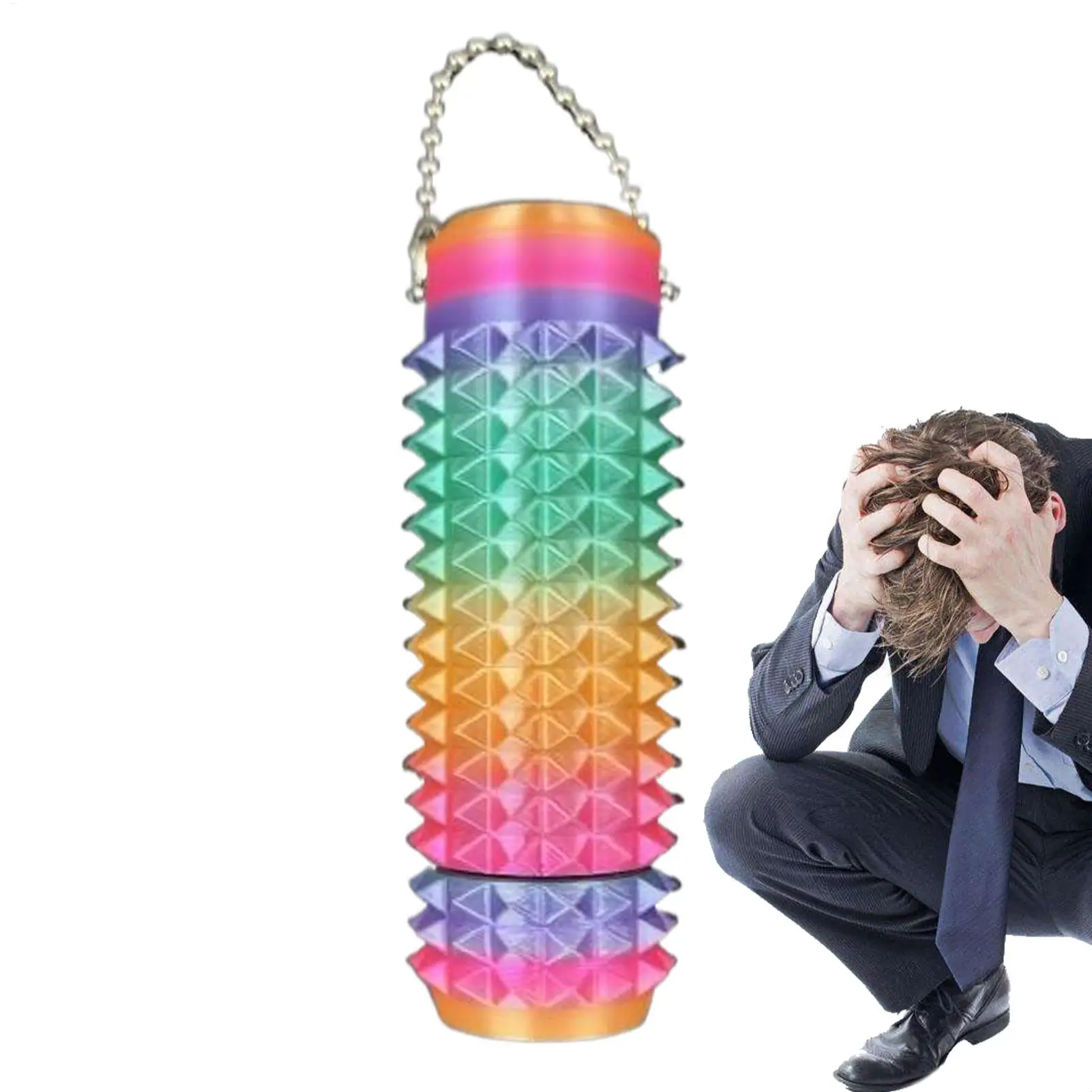 1pc Spiky Stress Relief Toy, 3D Printed Key Pendant For Anxiety & Novelty Gift, Spiky Fidget Toys