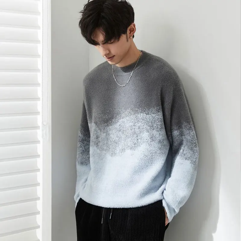 Winter KPOP Fashion Style Harajuku Slim Fit Tops Loose Casual All Match Thickening Knitwear O Neck Insert Long Sleeve Sweaters