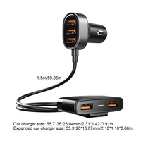5-in-1 Car Charger Fast Type C with 1.5m Cable PD QC3.0 Car Quick Charger 5 USB Ports 5V 6.2A for iPhone 12 11 for Huawei P40 - Image 6