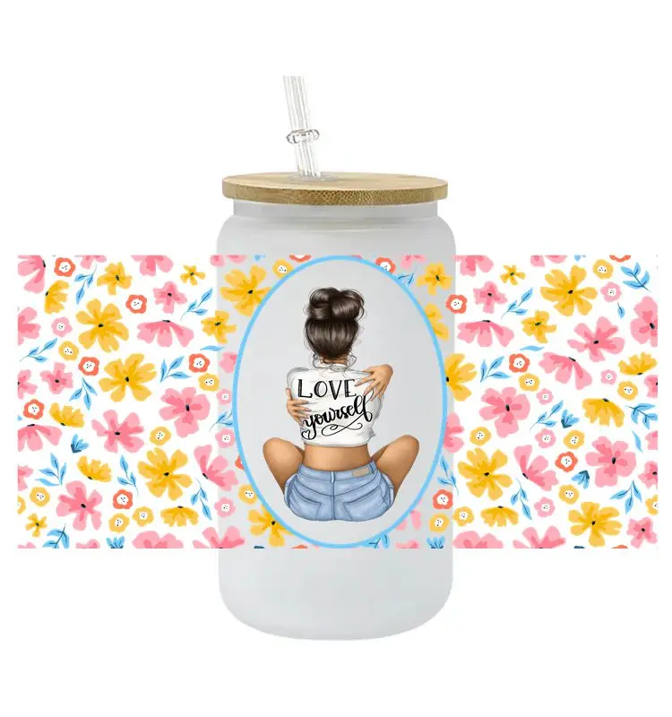 30+ best seller Daily Affirmation Design UV Dtf Wraps Transfer Sticker Self love Cup Wraps Glass Cup Adhesive Easy To Us