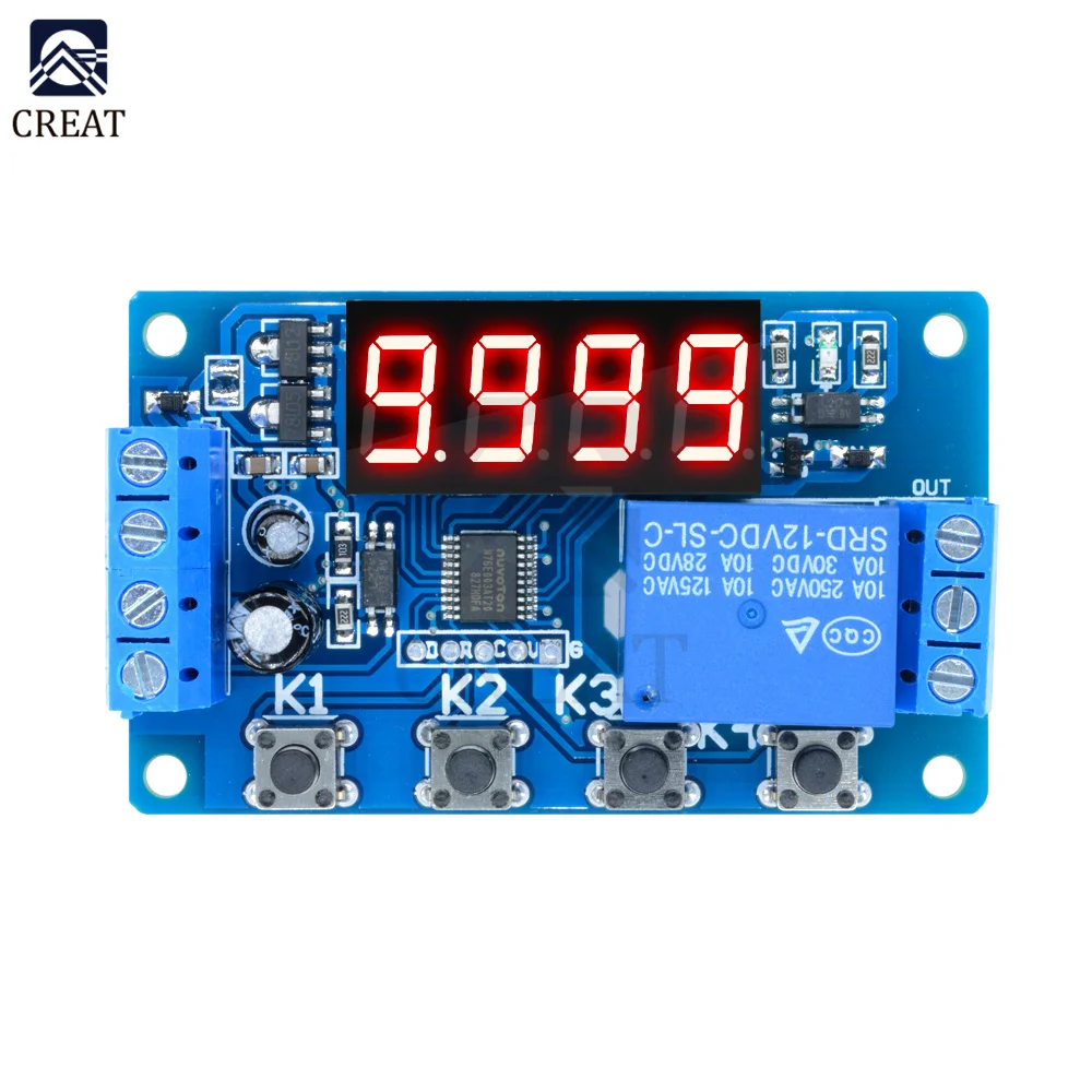 DC 12V Timer Delay Relay Digital LED Display Programmable Multi-Function Trigger Time Circuit Control Cycle Switch PLC Module |