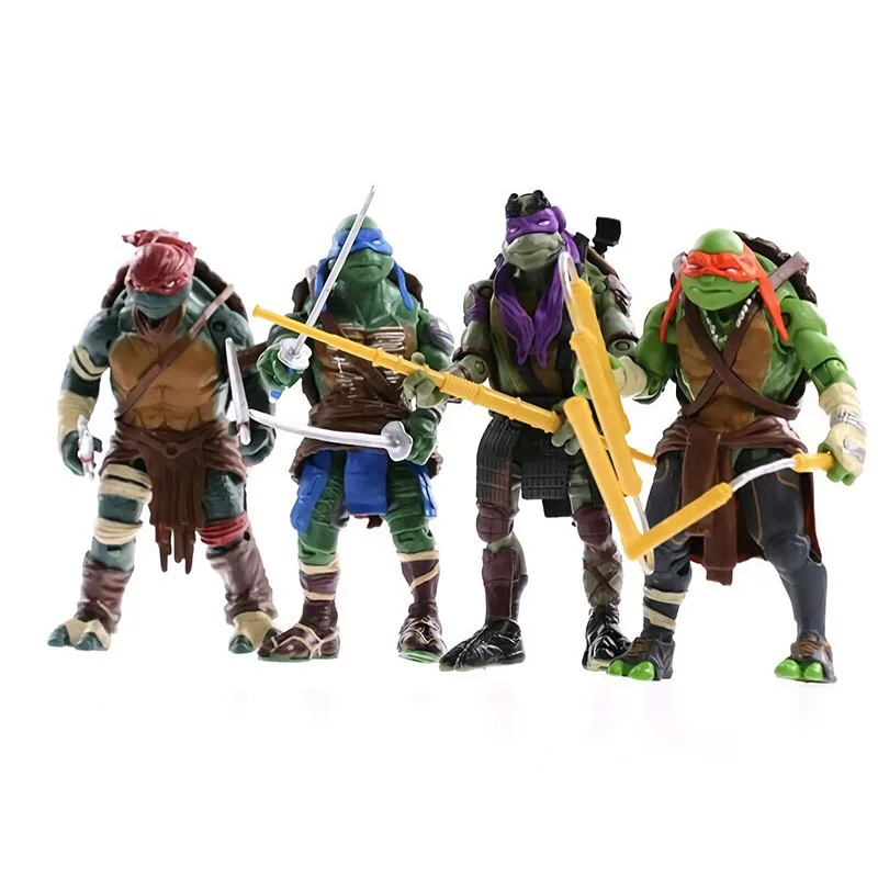 

4PCS Teenage Mutant Ninja Turtles Film Characters Raphael Donatello Michelangelo Action Figure Movie Version Model Statues Gift