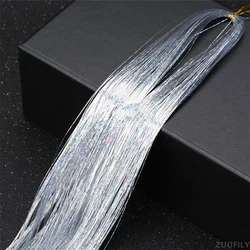 Sparkle Shiny Rainbow Hair Tinsel Strands for Braiding with Glitter Decor (Silver)