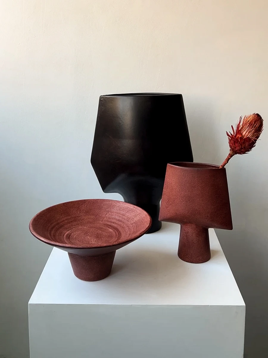 

Ваза керамическая в современном стиле, простой креативный абстрактный дизайн геометрической формы для дома, гостиной, спальни, ваза с цветом Моранди