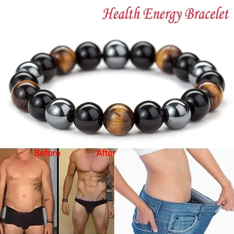 Beads bracelets Natural Black Obsidian Hematite Tiger Eye for Men Women Magnetic Health Protection