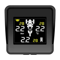 Solar Wireless Tire Pressure Monitoring System Motorcycle TPMS Tire Pressure Monitor LCD Display 3 External Sensors 1