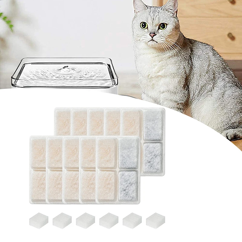 6pcs Pet Water Fountain Filters Square Activated Carbon Filter Cats
