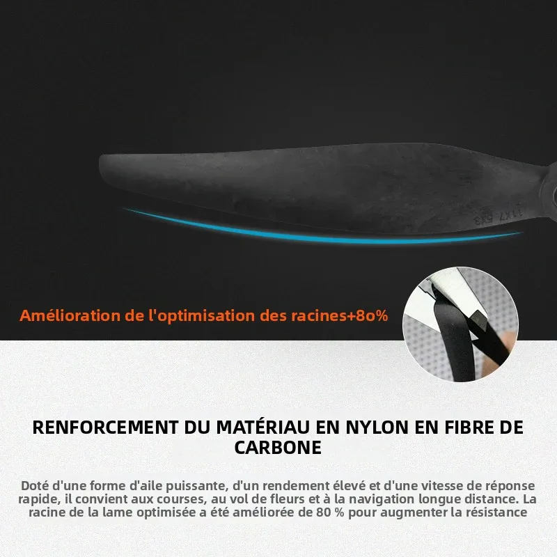 Détail d'une hélice drone 11 pouces 3 pales CW/CCW, lot de 2 ou 4, pale courbée pour faible bruit