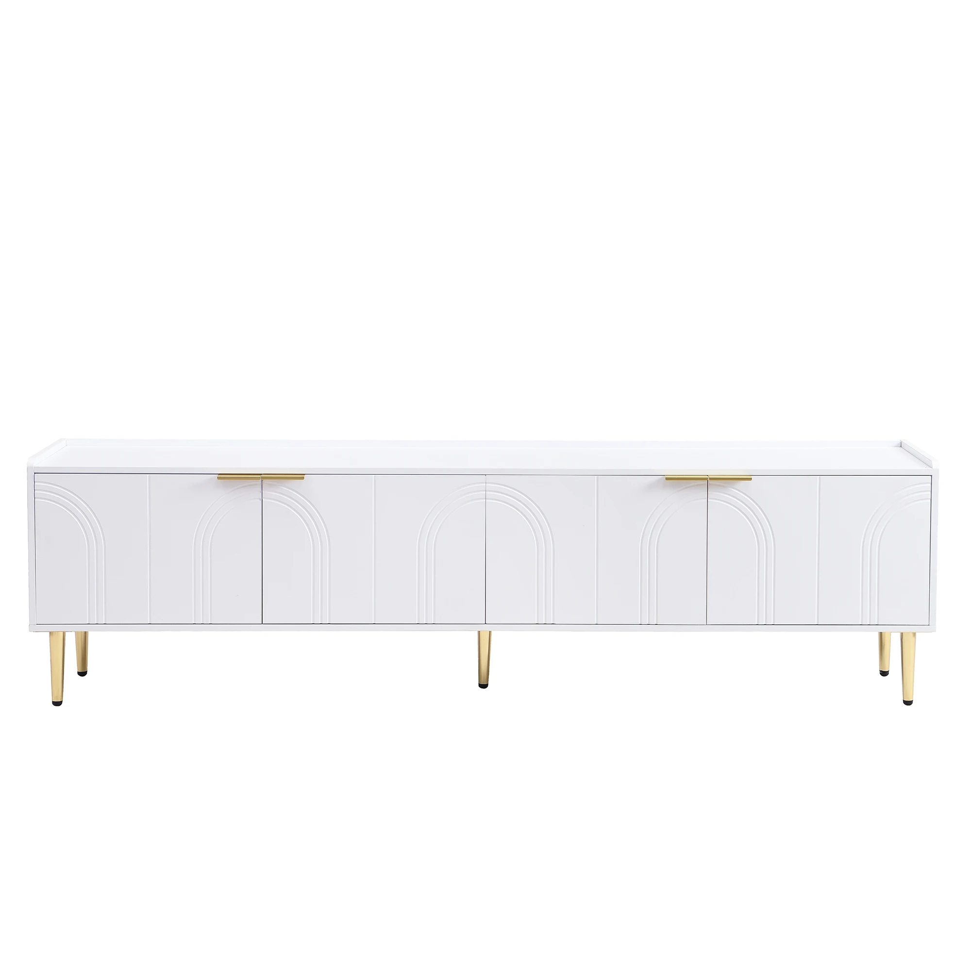TV-Schrank, Lowboard mit strukturierter Tür, TV-Möbel, goldene Griffe und goldene Füße, 170 l x 35 B x 47,5 H (cm) – Detail 15