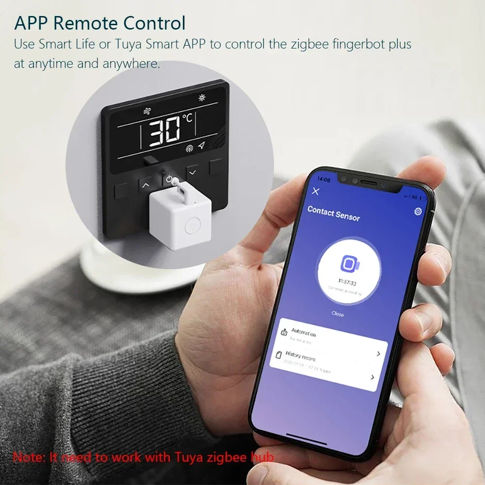 Tuya Zigbee Smart Fingerbot Plus Switch Button Pusher Touch Smart Life App Voice Control Alexa Google Home Alice Need ZigBee Hub smart fingerbot