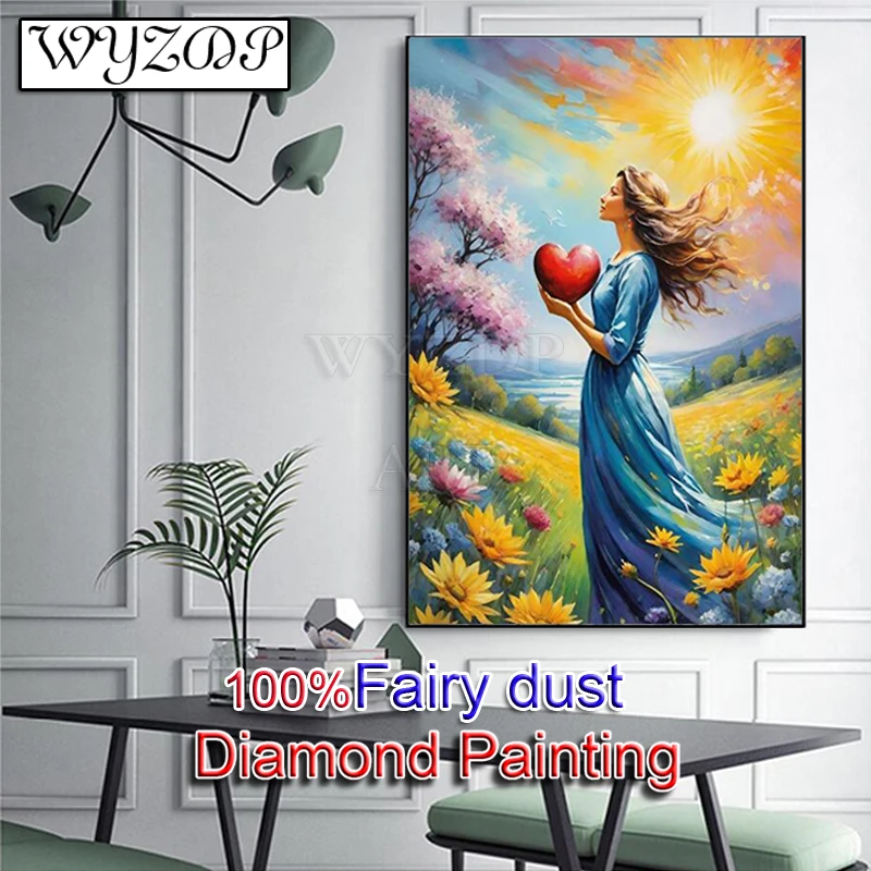 Girl All Fairy Dust Diamond Painting Art Landscape Full Diamond Embroidery Kits Cross Stitch AB Art Crystal Home Decor