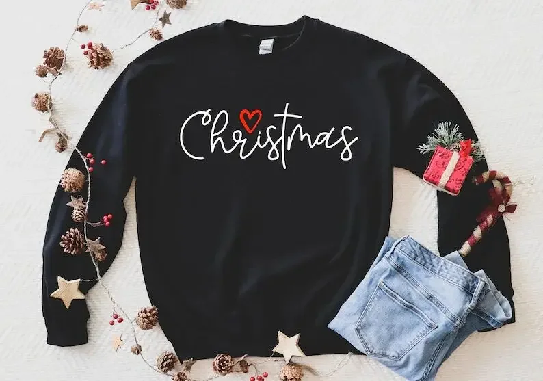 Cross SweatshirtHoliday Sweatshirt, Christmas Gift Fashion Cotton Sweatshirt Casual Cotton Round Neck Female Shirt Drop Shipping