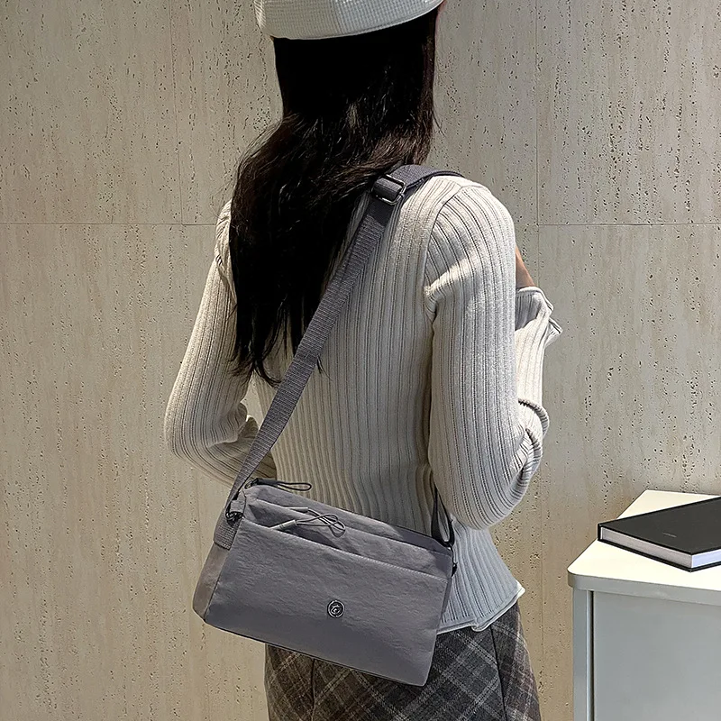 Thickened Four Layer Zipper Pouch Cross Body Bags, Ladies Single Shoulder Bag, Lightweight Nylon Fabric Small Square Bag Purses