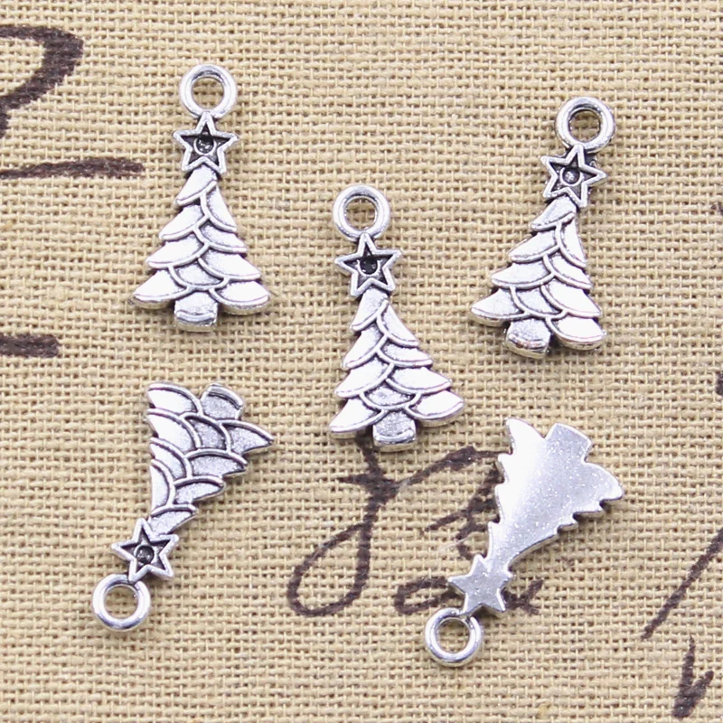 30 stücke Charms Stern Weihnachts baum 20x11mm antike silberne Farbe Anhänger DIY Handwerk machen Ergebnisse handgemachten tibetischen Schmuck