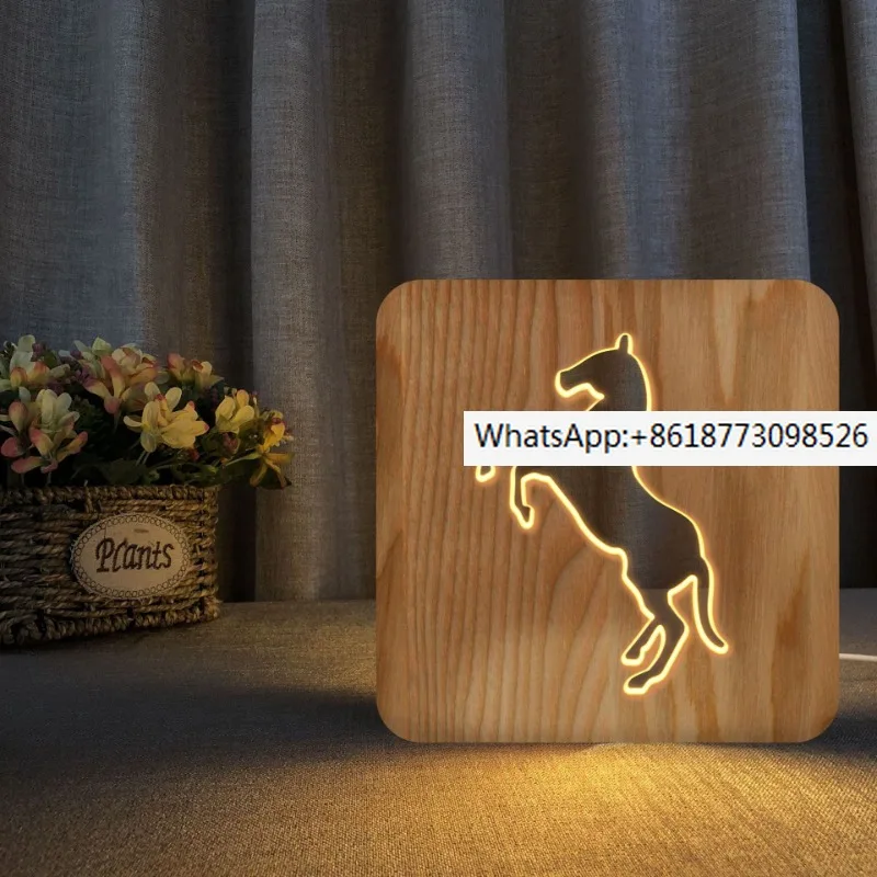 

Horse shaped cross-border electronic product wooden desk lamp creative daily decoration small night light FS-T2331W