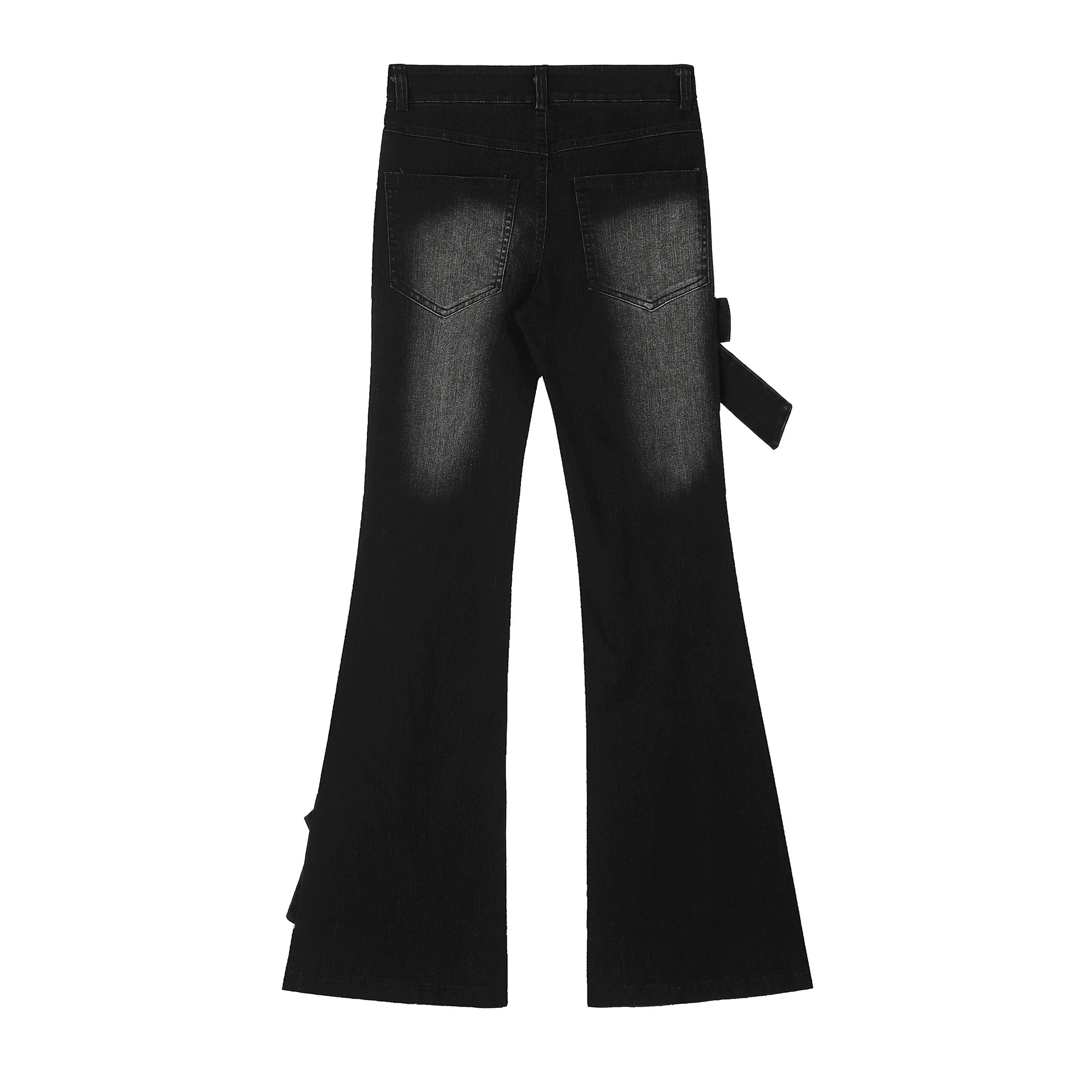 Fashion Bowknot Women's Skinny Jeans Spring Autumn American Loose Bell-Bottom Pants High Waist Slim Fit Wide Leg Trousers