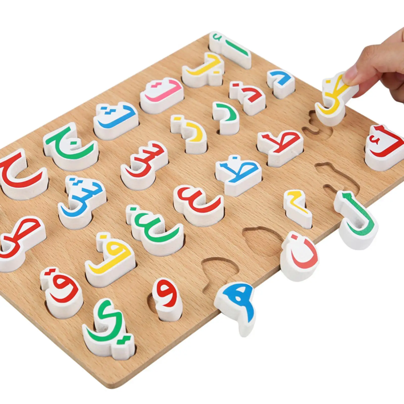 

Toddlers Wooden Arabic Alphabet Puzzles Board Montessori Toy Early Educational