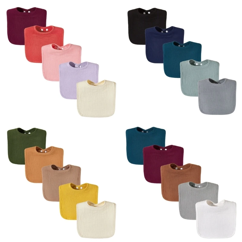 

5-Pieces Infant Drooling Bib Solid Color Infant Spit-up Saliva Towel for Feeding