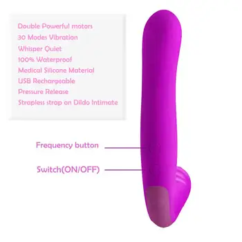 Dual Vibrator Strapless Strapon Dildo Vibrator for Women Silicone Adult Sex Toys G Spot Clitoris 3
