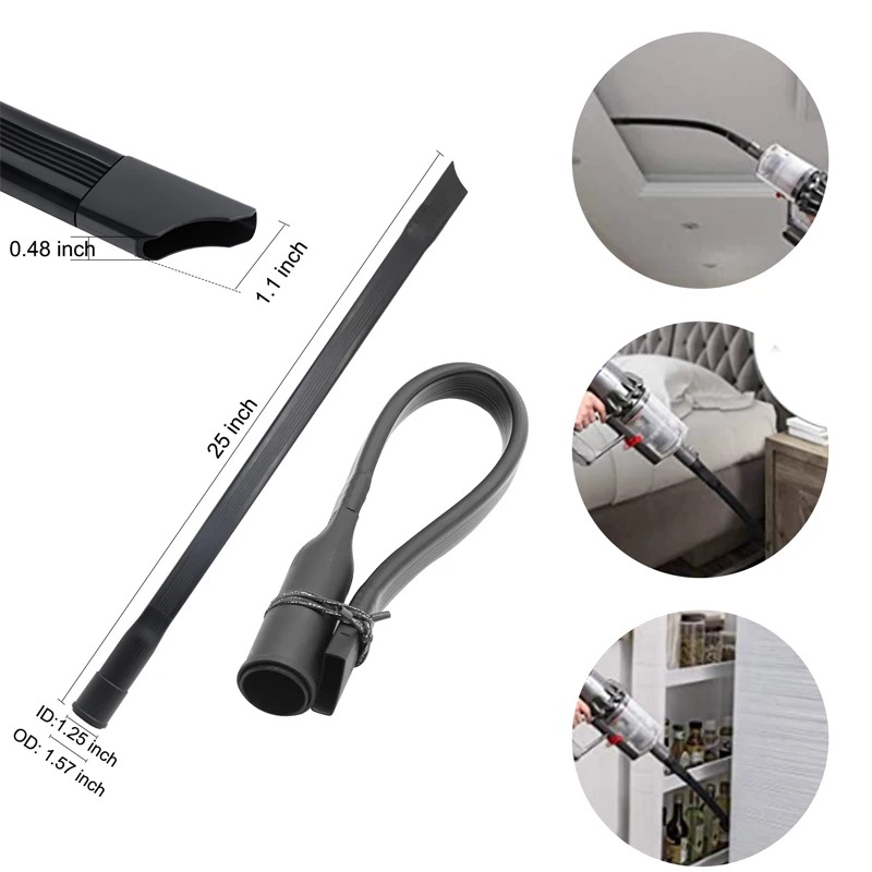 Universal Vacuum Cleaner Brush Nozzle 32 & 35mm Brush Head Cleaning Tool Long Flexible Flat Slim Suction Nozzle Head  For Bed