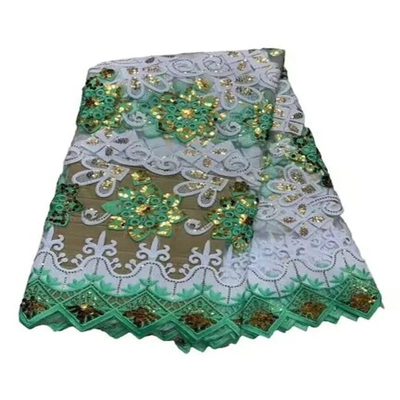 

Nigerian Sequins Lace Fabric 2023 High Quality African Lace French Tulle Sequin Embroidery Lace Fabrics For Party Dress